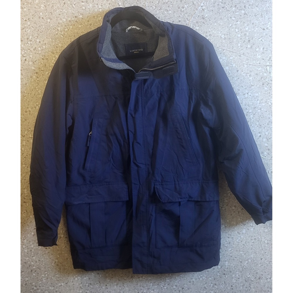 Lands End Squall Jacket Mens True Navy, Parka Chore/ Barn Design, No Hood Size L